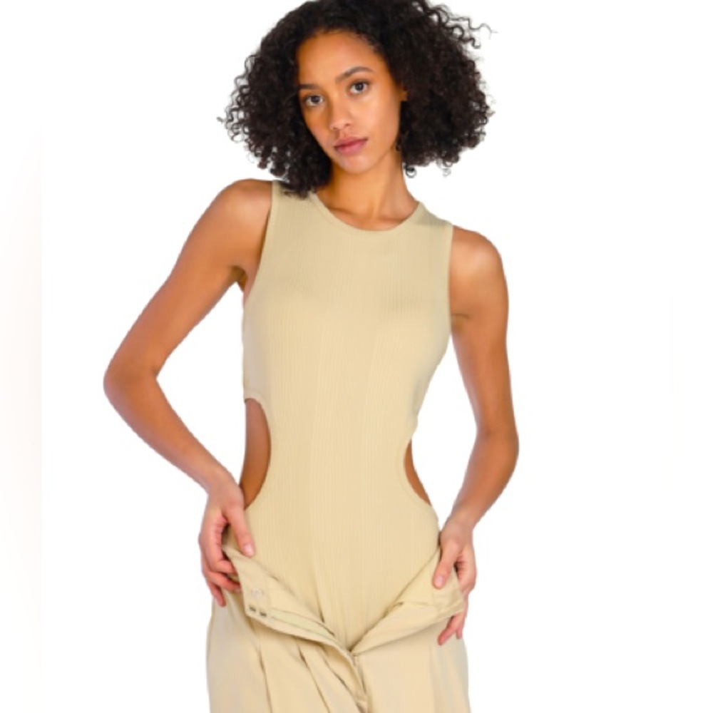 Bar III  Cutout Ribbed Bodysuit S: XXL